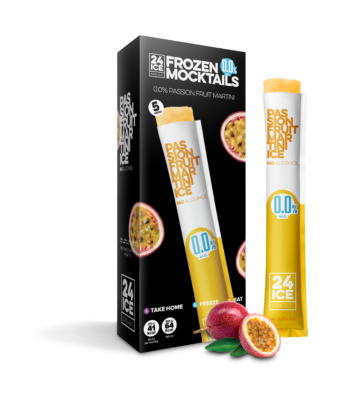 Pakki af óáfengum Passion Fruit Martini-ísnálum frá 24 ICE
